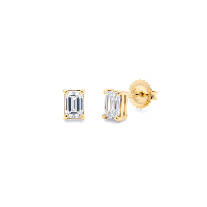 Solitaire Studs - Emerald Cut - Lab-Grown Diamond