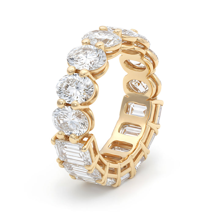 Half & Half Diamond Eternity Band - Oval & Emerald - Lab-Grown Diamond