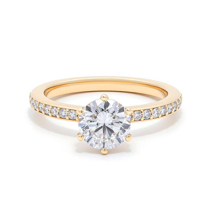 The Classic Solitaire, Half Pave Band - Lab-Grown Diamond