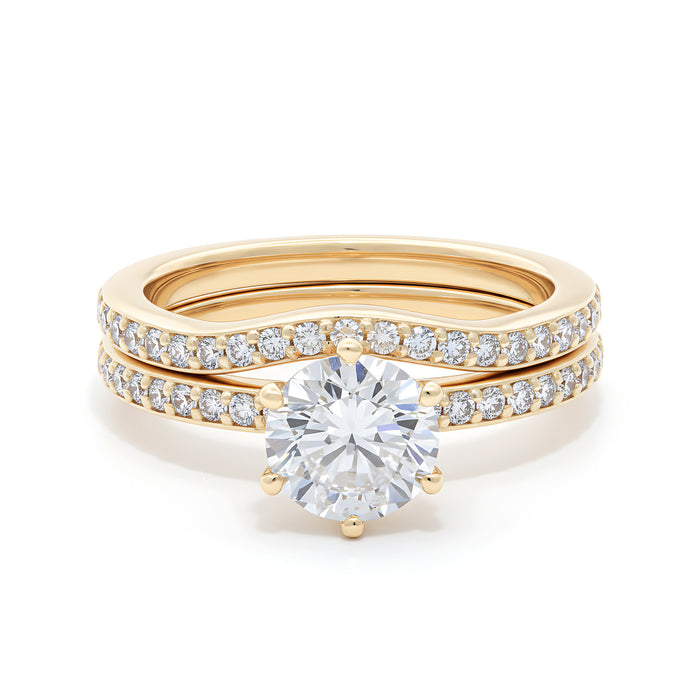 The Classic Solitaire, Half Pave Band - Lab-Grown Diamond